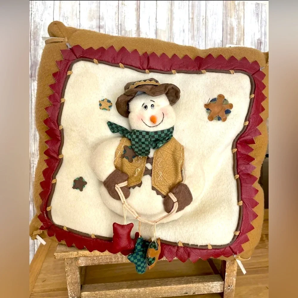Western Cowboy Snowman 3D Pillow